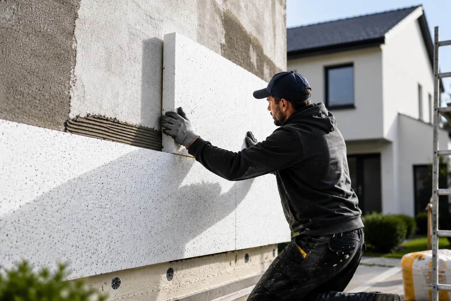Pose de laine de verre pour l'isolation des combles d'une maison
